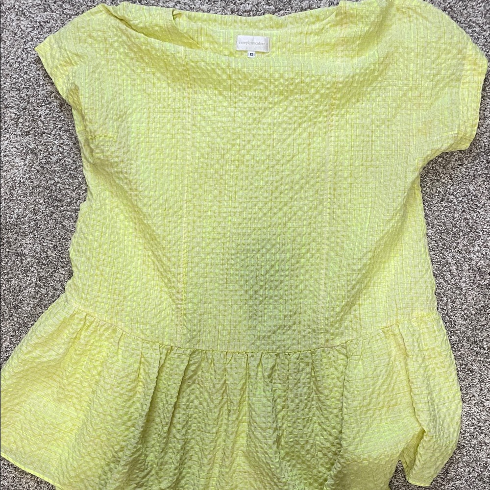 Corey Lynn Carter Yellow Textured Women Top